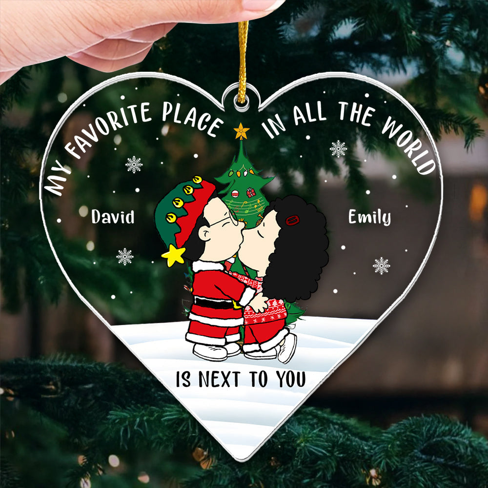 Personalized Heart Shaped Acrylic Ornament for Couples - Custom Christmas Gift