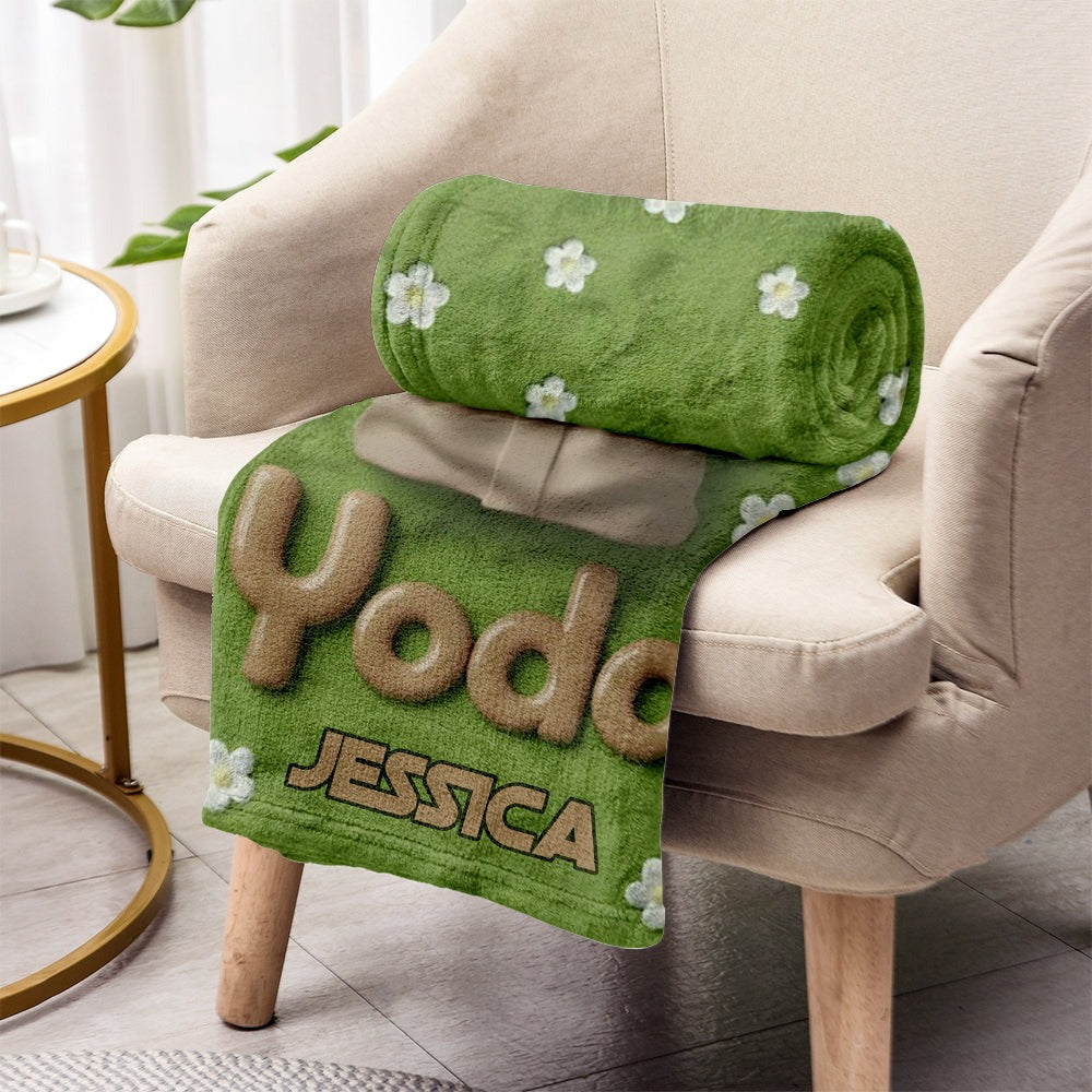 Personalized Baby Yoda Blanket Custom Name Gift for Movie Fans