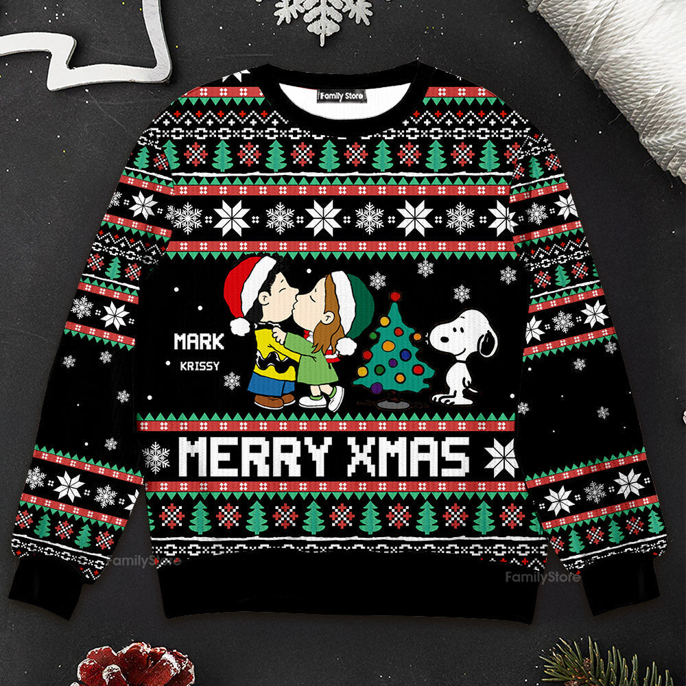 Personalized Merry Christmas Ugly Sweater Gift for Couple