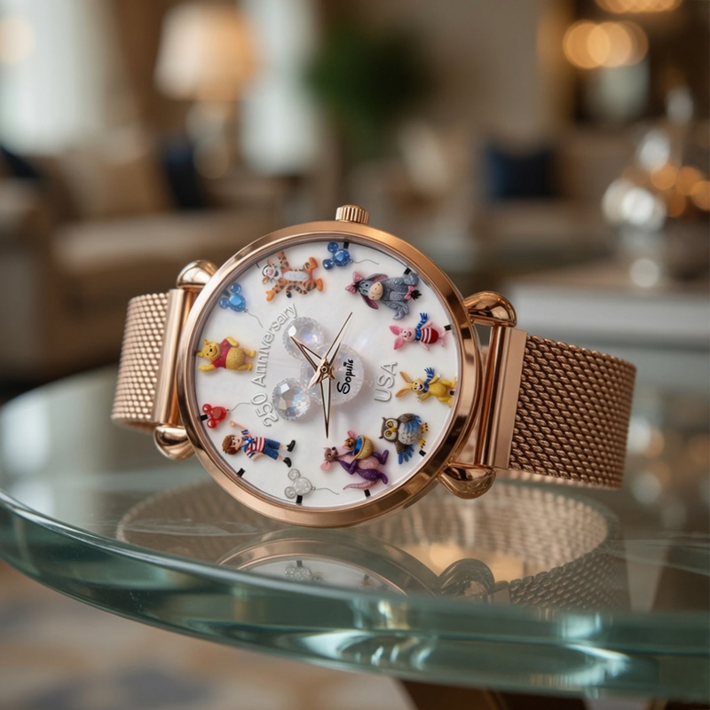 Personalized Women's Hand Watch with DSNY Honey Bear US Theme - Unique Anniversary Gift for Patriots