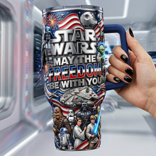 Load image into Gallery viewer, Personalized Star Wars Tumbler with Handle for Movie Fans
