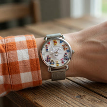 Load image into Gallery viewer, Personalized Women's Hand Watch with DSNY Honey Bear US Theme - Unique Anniversary Gift for Patriots
