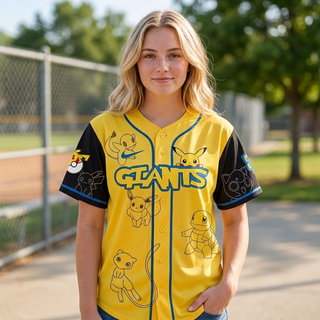 Personalized Pokemon Baseball Jersey Custom Gift for Movie Fans Anniversary