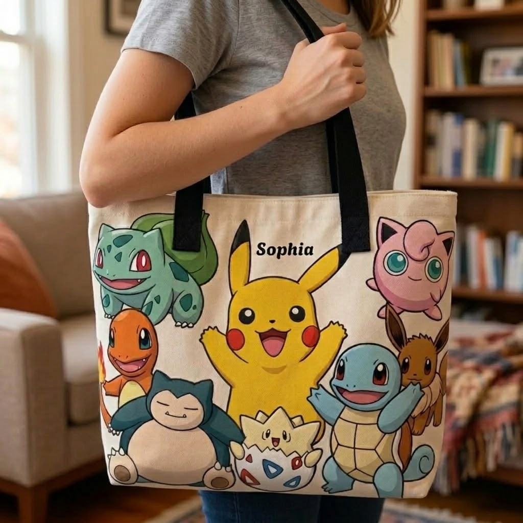 Personalized Movie Tote Bag with Cartoon Characters for Fans