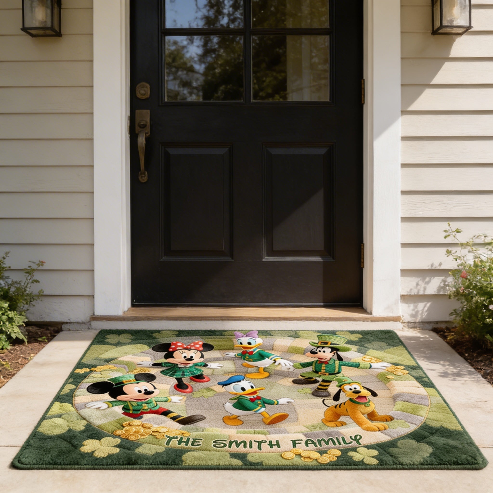 Personalized St. Patrick's Day Doormat Family Gift with Disney Characters