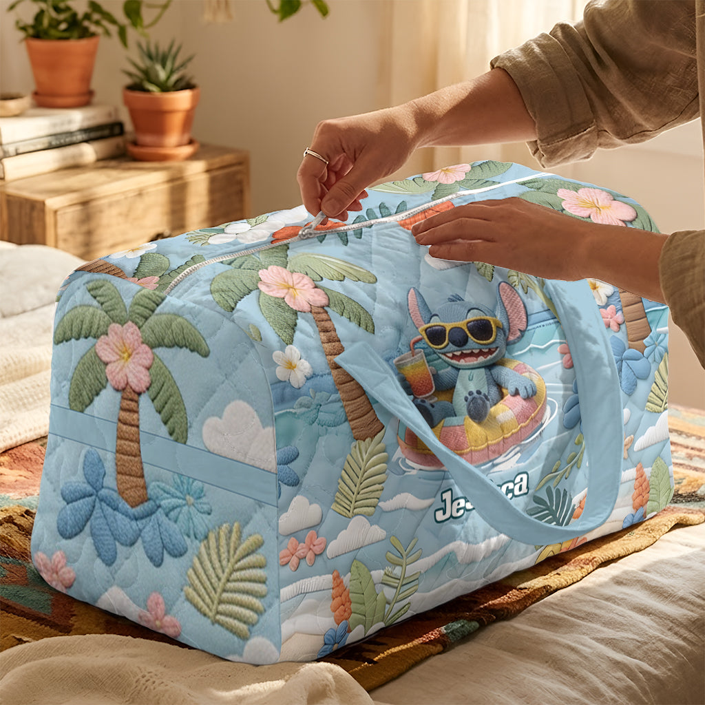 Personalized Summer Vibes Duffle Bag Custom Name Travel Gift