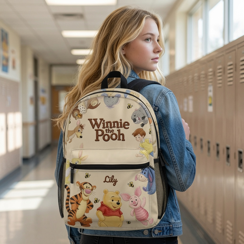 Personalized Winnie the Pooh Backpack Custom Name Gift for Kids
