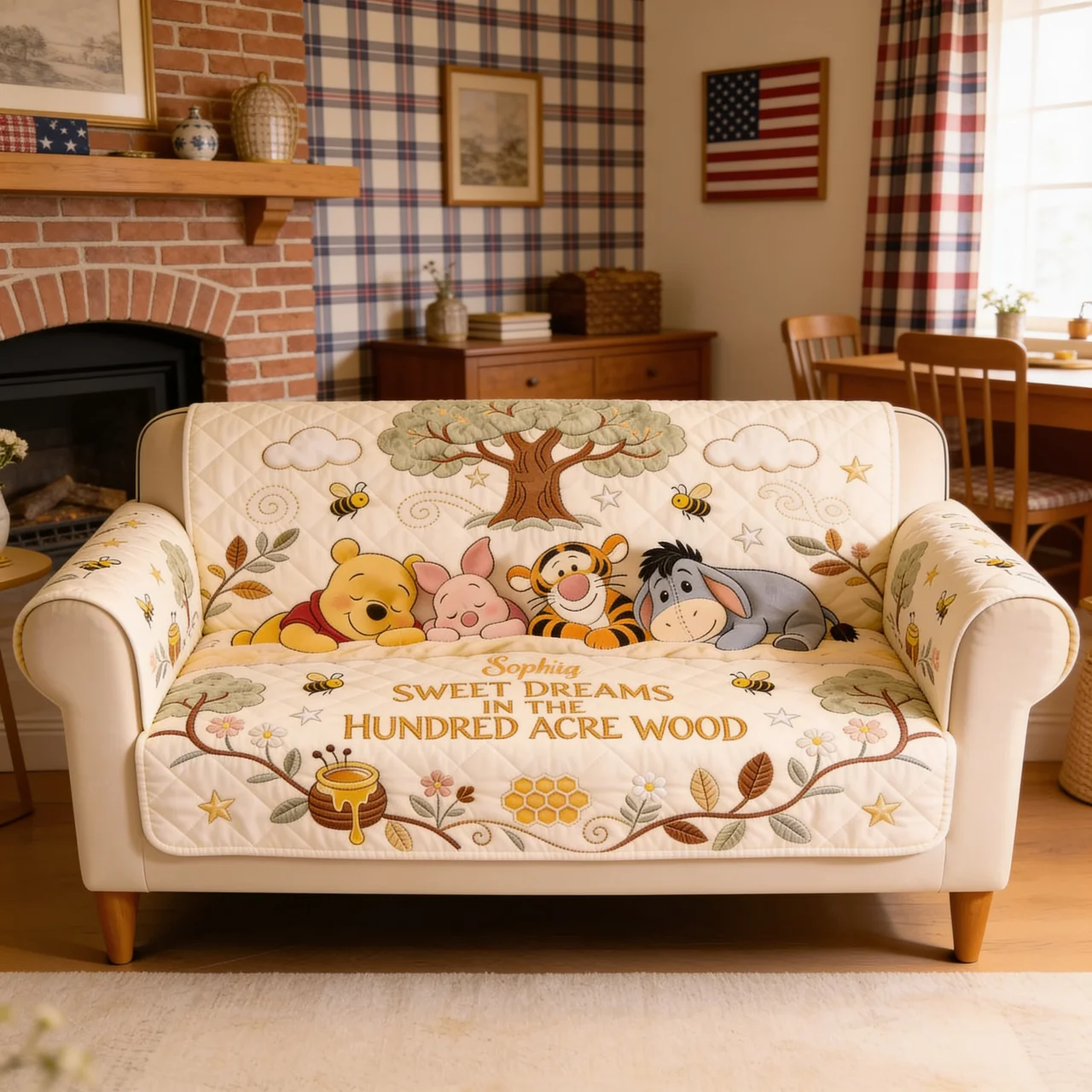 Personalized Quilted Sofa Cover Sweet Dreams Gift for Family
