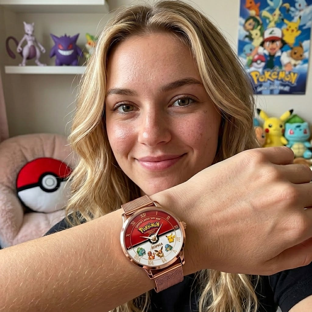 Personalized Pokémon Women's Hand Watch Custom Name Gift for Her