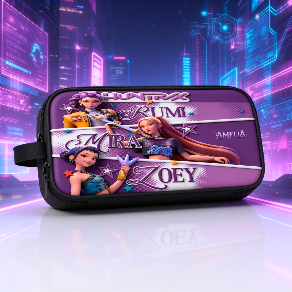 Personalized Cartoon Girl Backpack Set with Lunch Bag, Pencil Case, Water Bottle - School Gifts for Girls