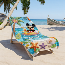 Load image into Gallery viewer, Personalized Beach Towel with Vibrant Mickey Design for Summer Fun
