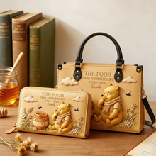 Load image into Gallery viewer, Personalized Pooh 100th Anniversary Leather Wallet Set Gift for Fans
