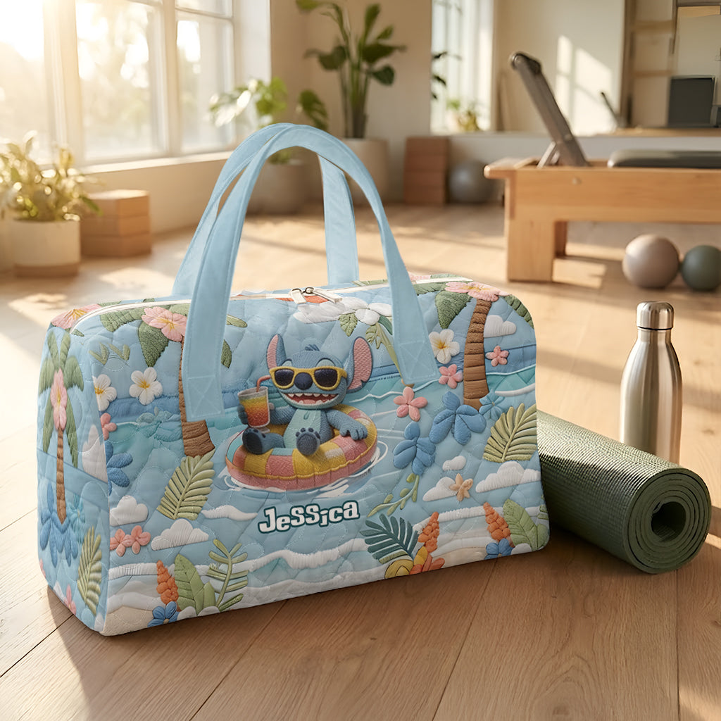 Personalized Summer Vibes Duffle Bag Custom Name Travel Gift
