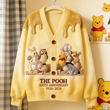 Load image into Gallery viewer, Personalized Knitted Cardigan with Pooh Characters Gift for Her
