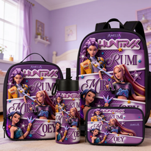 Load image into Gallery viewer, Personalized Cartoon Girl Backpack Set with Lunch Bag, Pencil Case, Water Bottle - School Gifts for Girls

