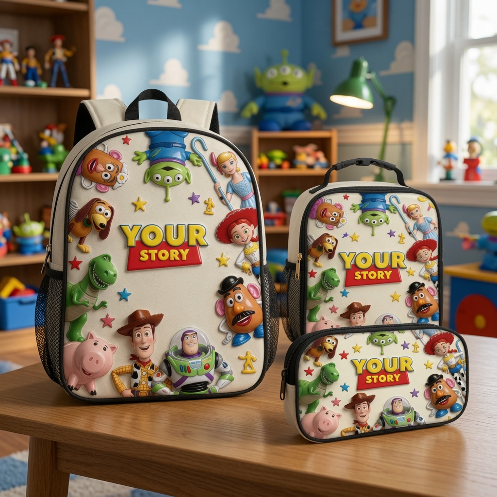 Personalized Cartoon-Themed School Backpack Set for Kids