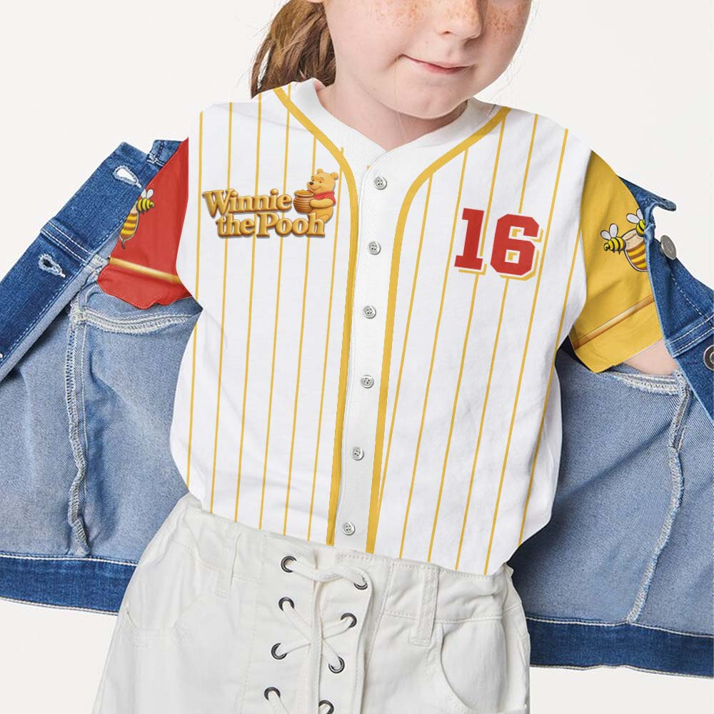 Personalized Winnie the Pooh Baseball Jersey for Kids - Custom Name Gift for Movie Fans