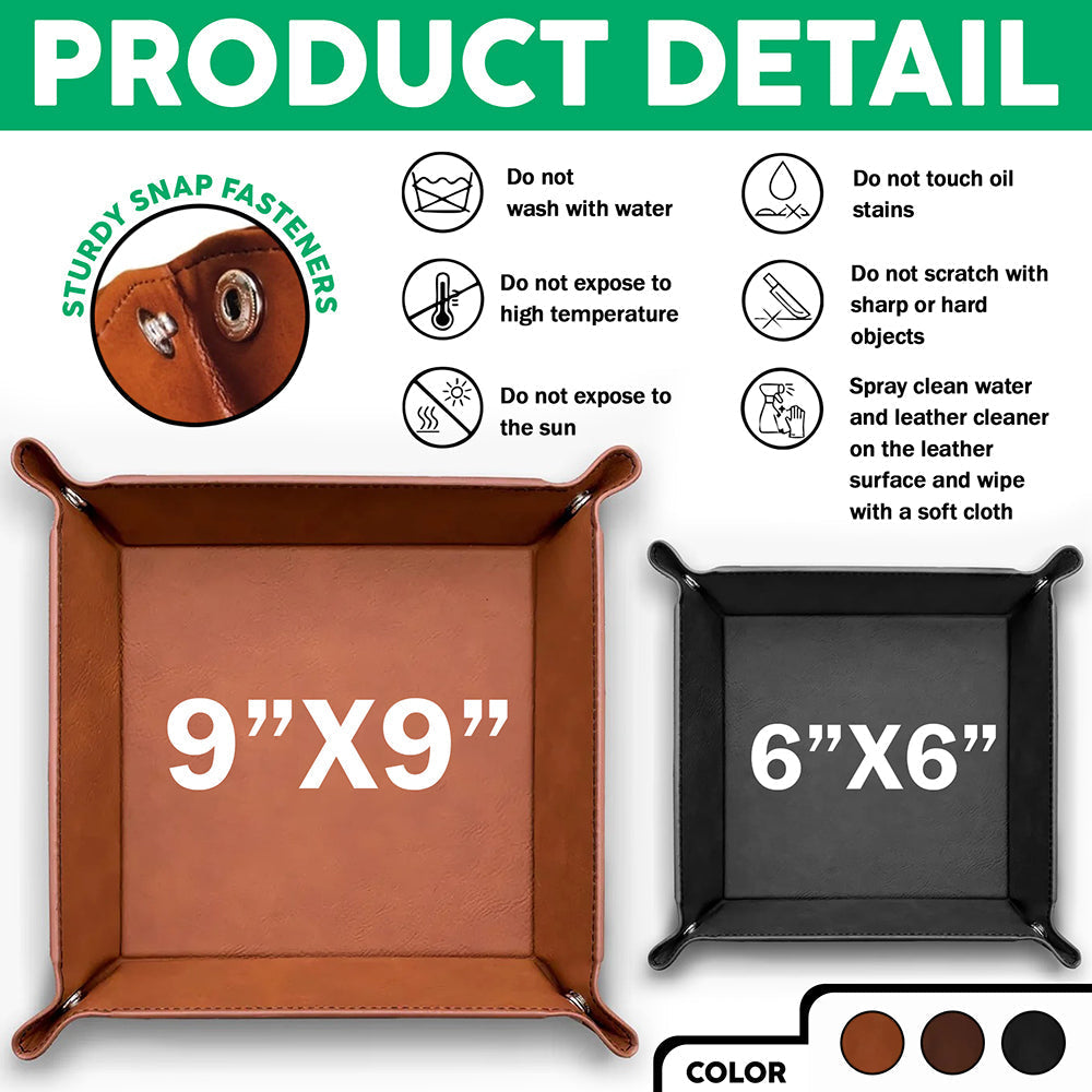 Personalized Leather Valet Tray Custom Photo Gift for Dad