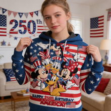 Load image into Gallery viewer, Personalized 250th Anniversary USA Shirt with Disney Characters - Gift for Movie Fans &amp; Families
