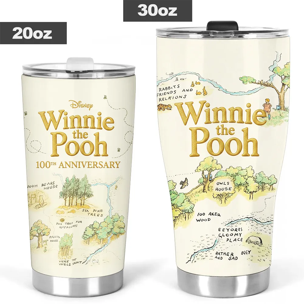 Personalized Winnie the Pooh 100th Anniversary Tumbler Gift for Movie Fans