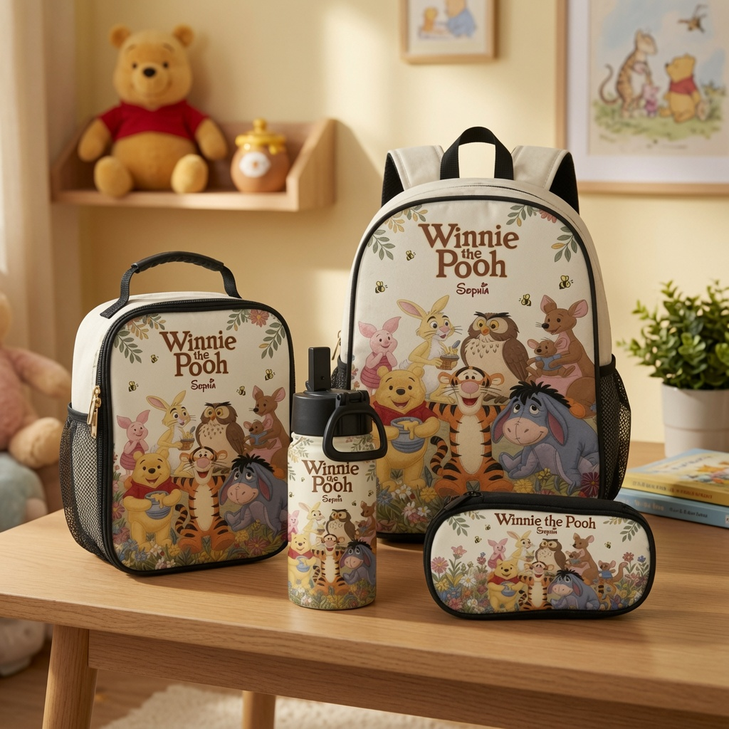 Personalized Winnie the Pooh Backpack Set for Kids - Back to School Gift