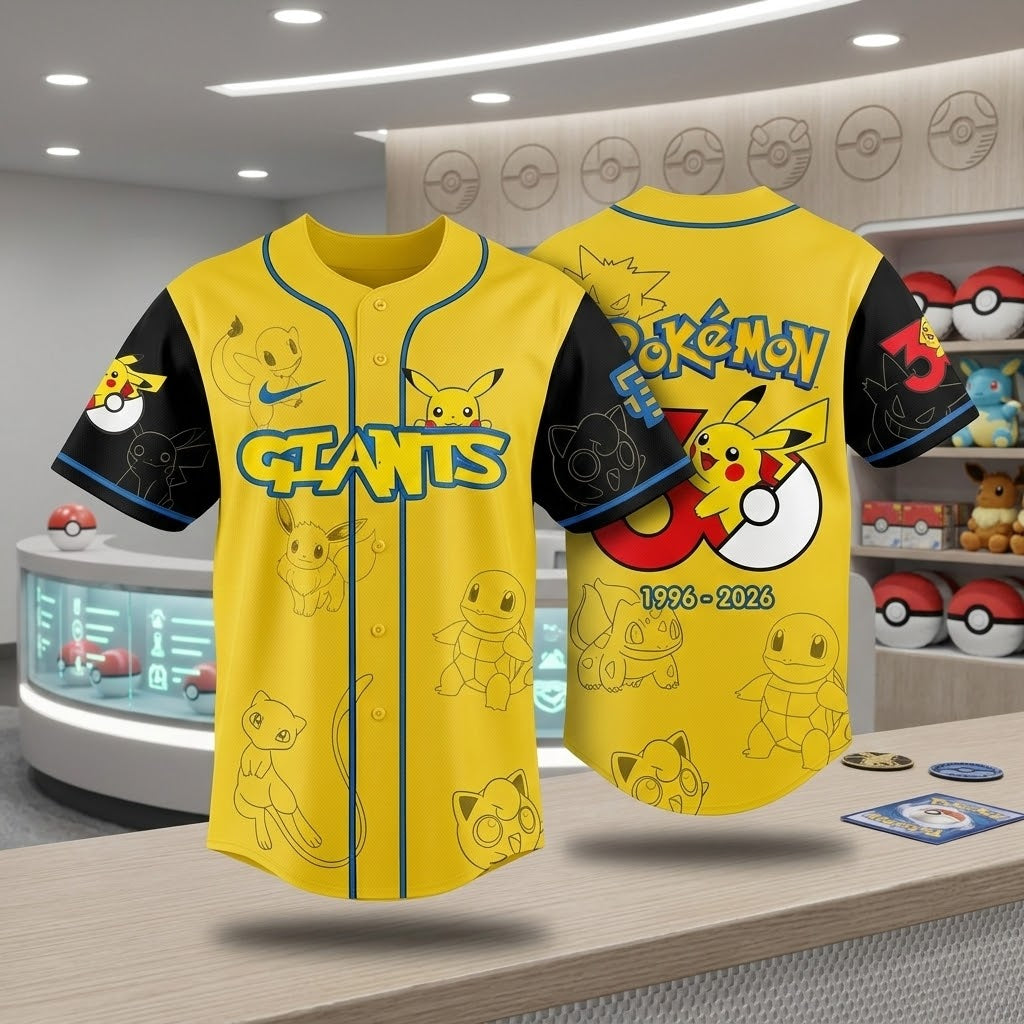 Personalized Pokemon Baseball Jersey Custom Gift for Movie Fans Anniversary