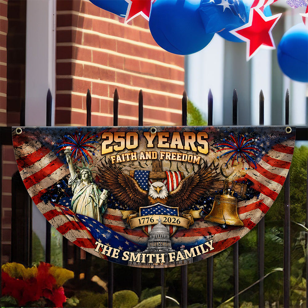 Personalized Family Name Eagle Flag 250 Years Freedom Gift
