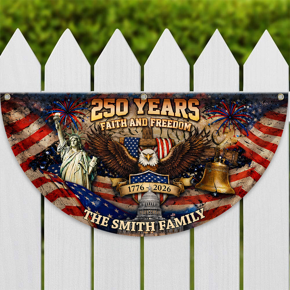 Personalized Family Name Eagle Flag 250 Years Freedom Gift