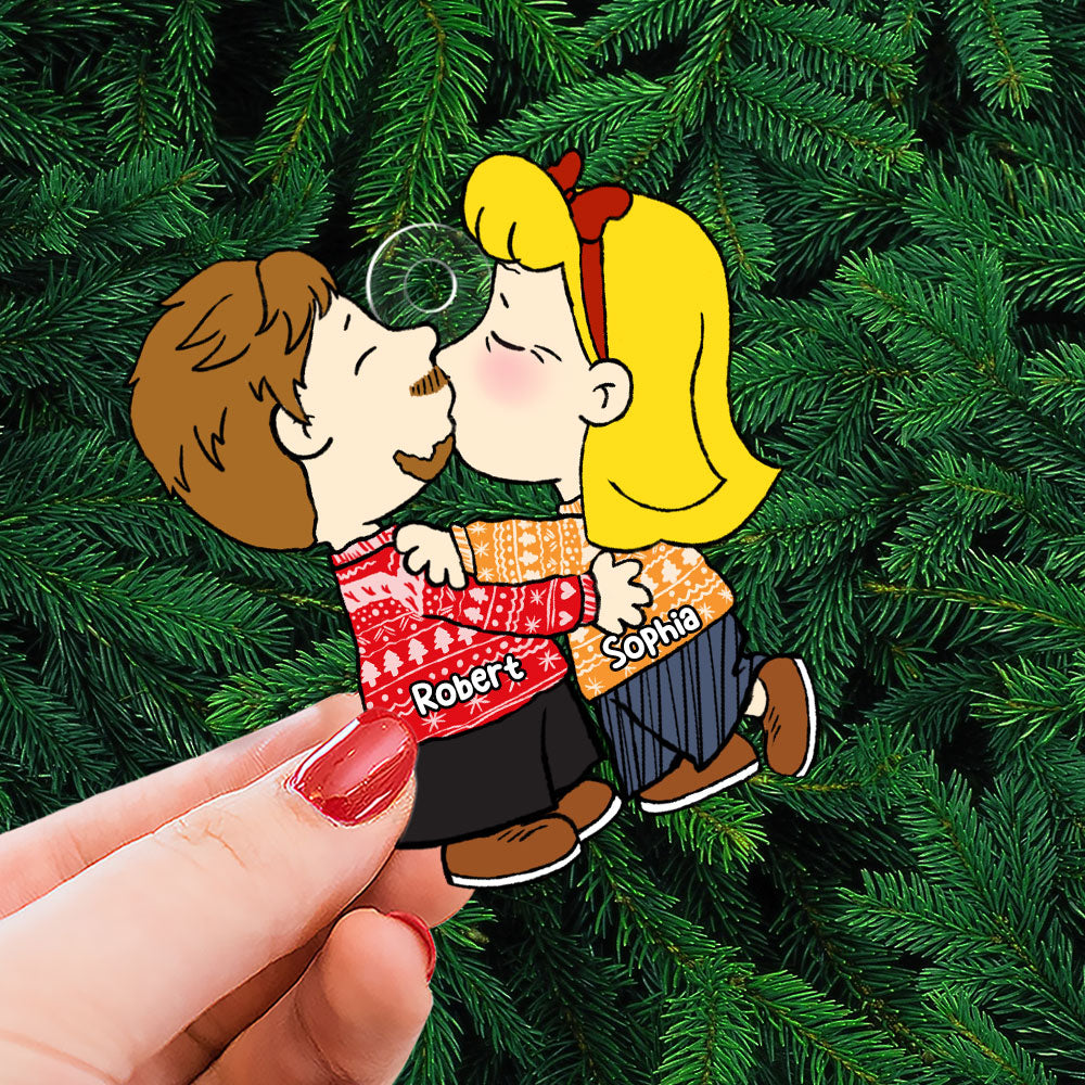 Personalized Acrylic Christmas Ornament for Couples - Puppy Love Gift