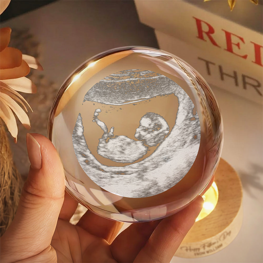 Personalized Engraved 3D Crystal Ball LED Night Light Gift for Dad