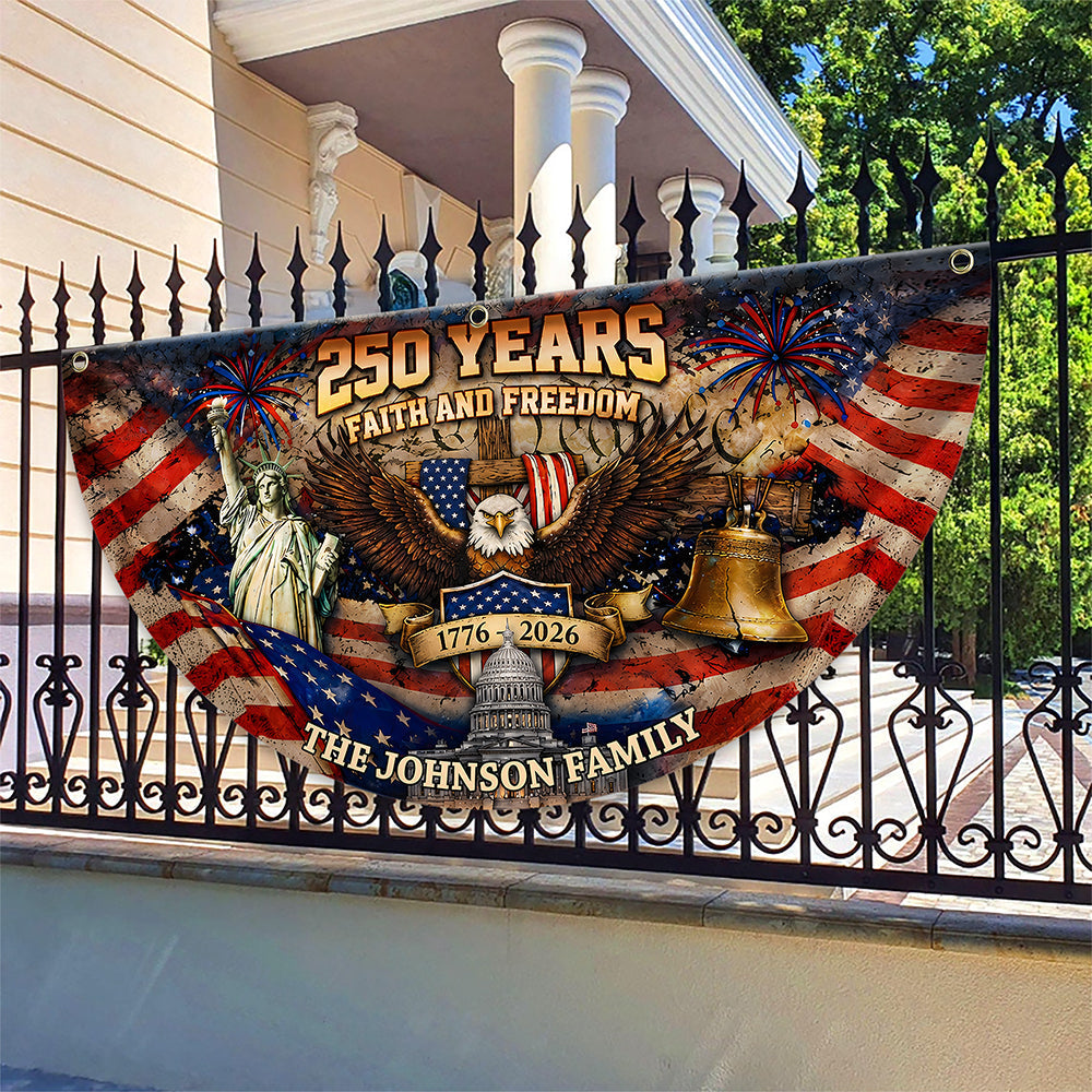 Personalized Family Name Eagle Flag 250 Years Freedom Gift