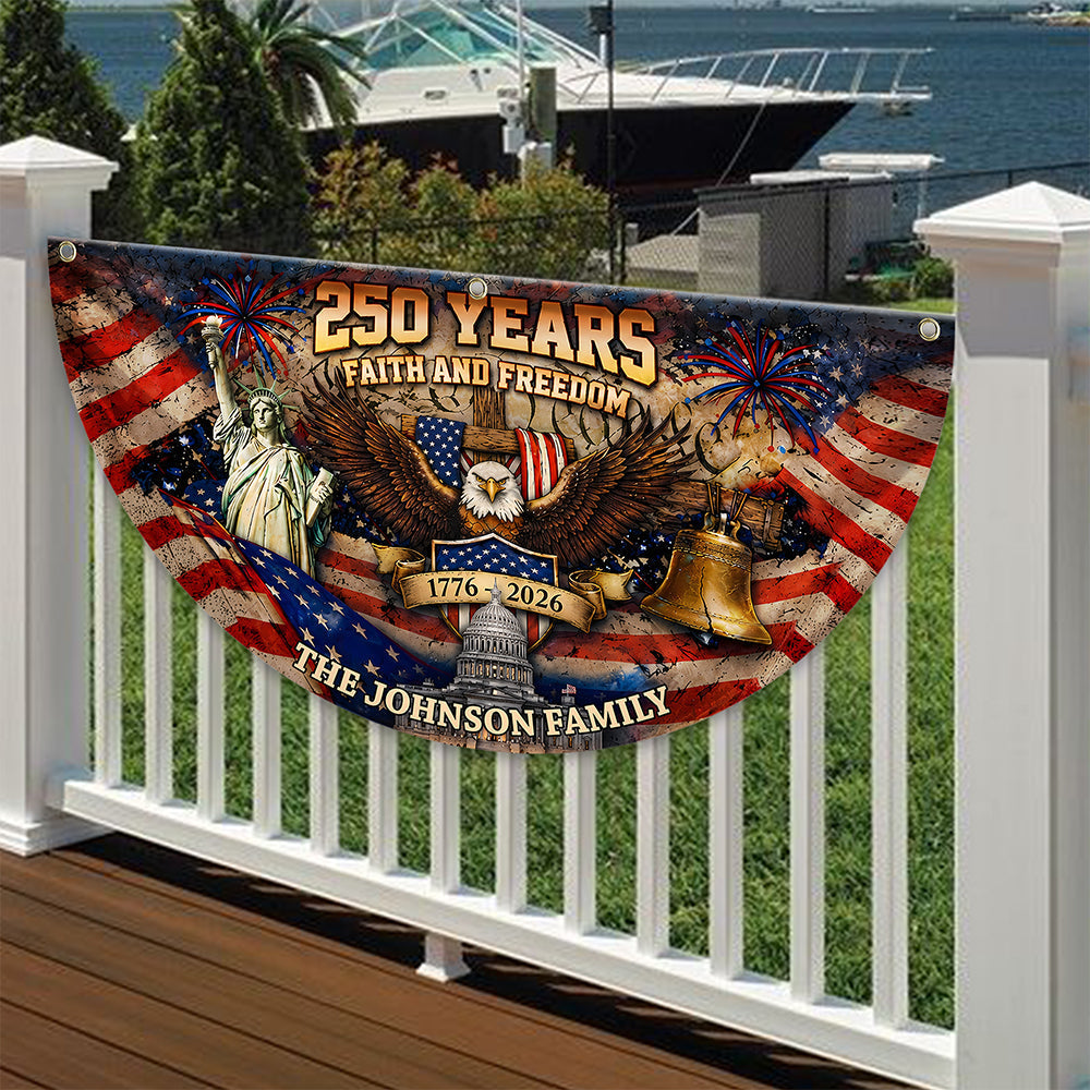 Personalized Family Name Eagle Flag 250 Years Freedom Gift