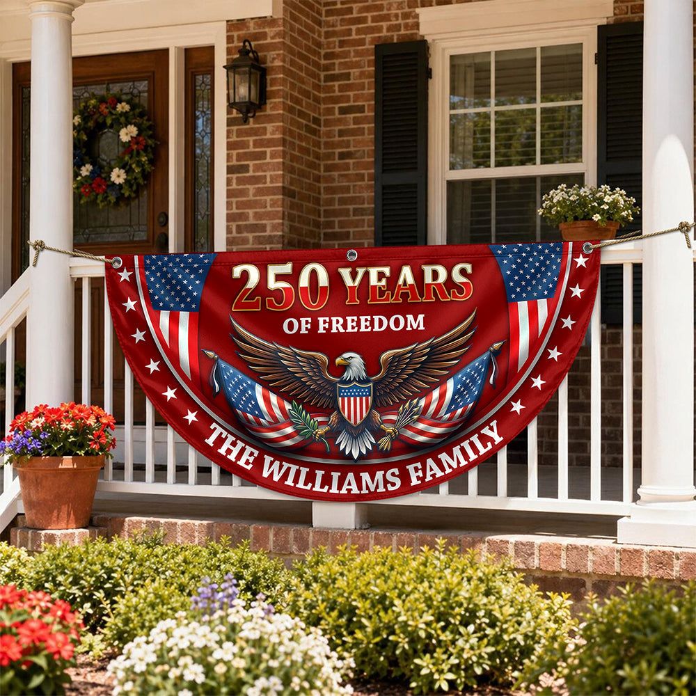 Personalized 250 Years of Freedom Non-Pleated Fan Flag USA Gift for Family Independence Day Decor
