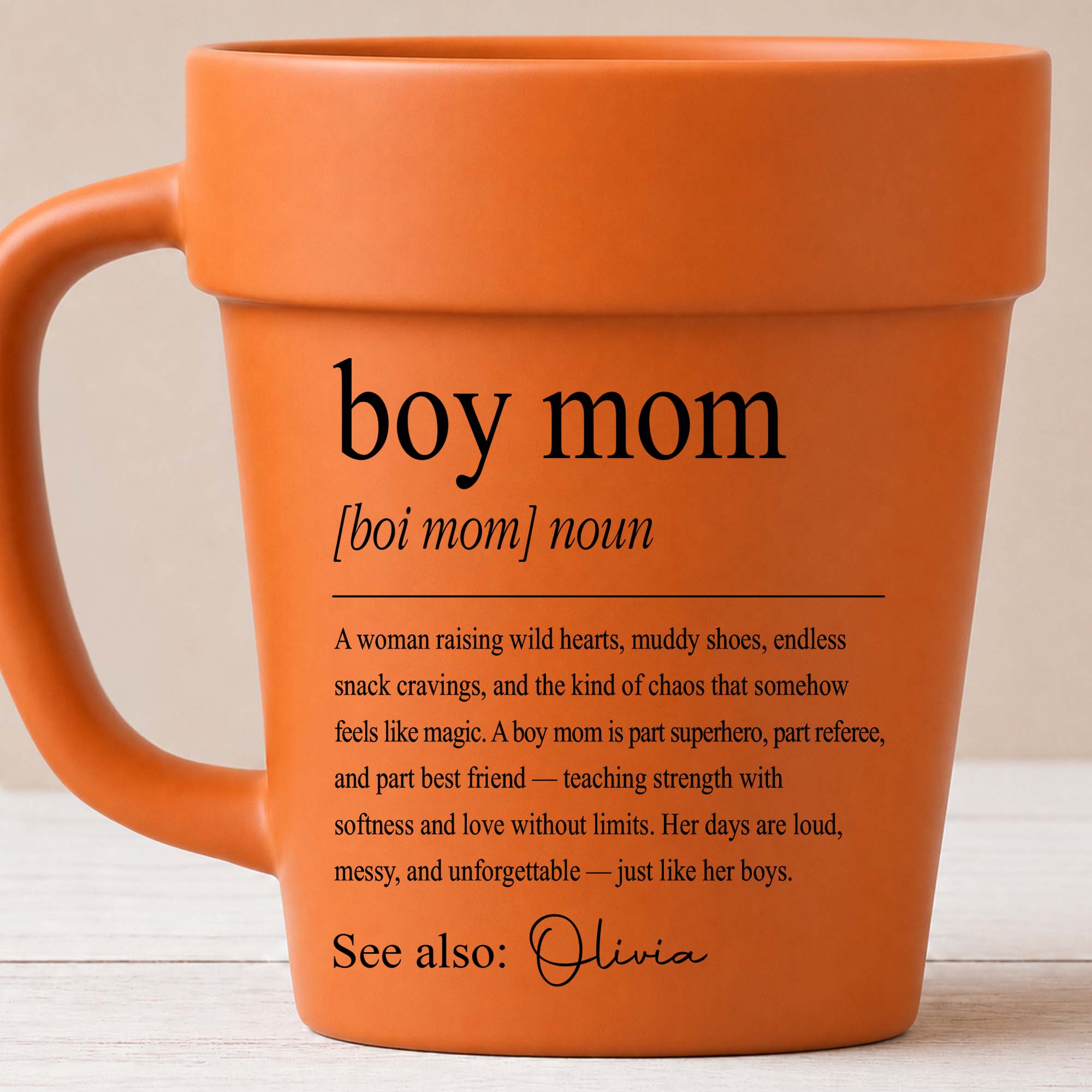 Personalized Plant Pot Ceramic Mug Gift for Boy Mom