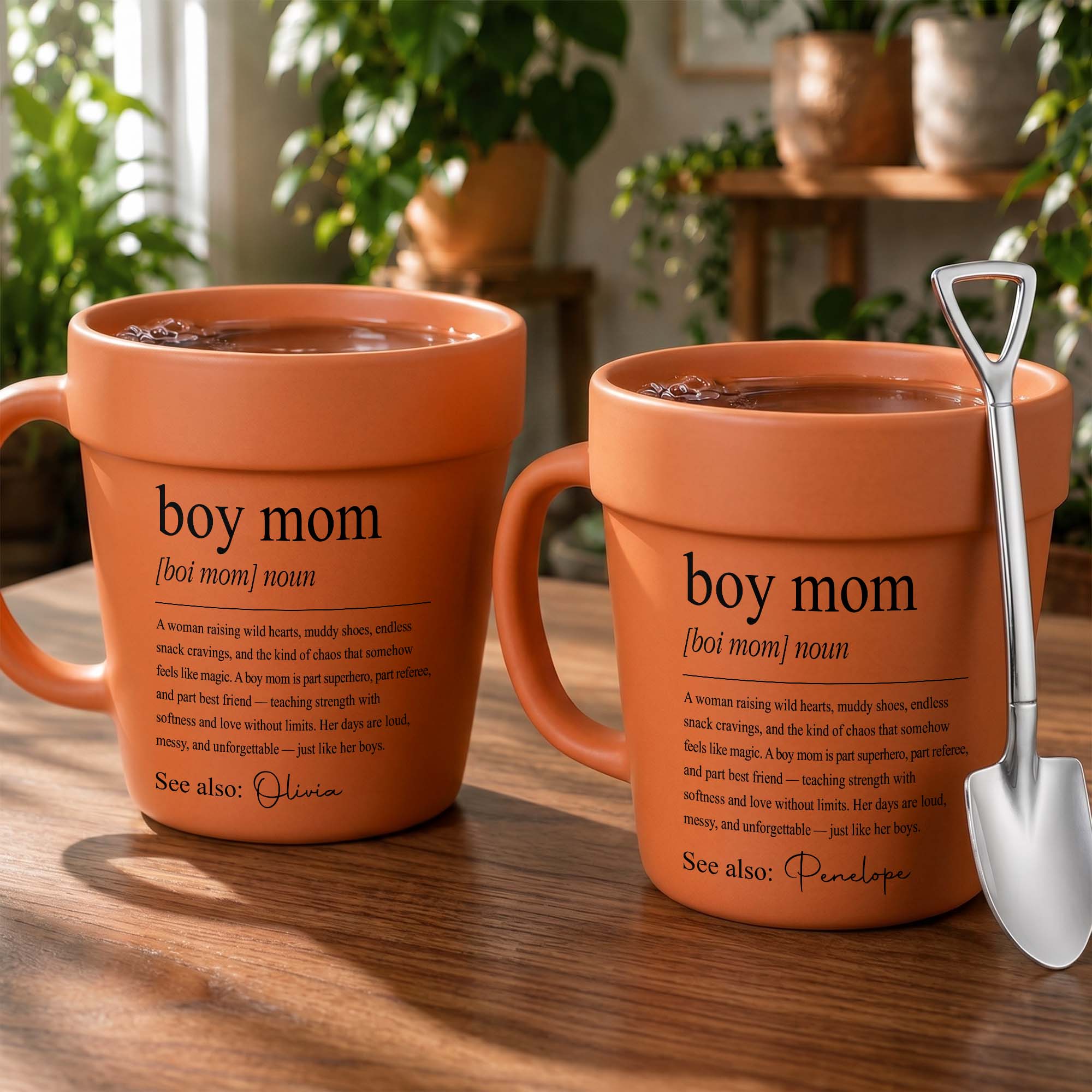 Personalized Plant Pot Ceramic Mug Gift for Boy Mom