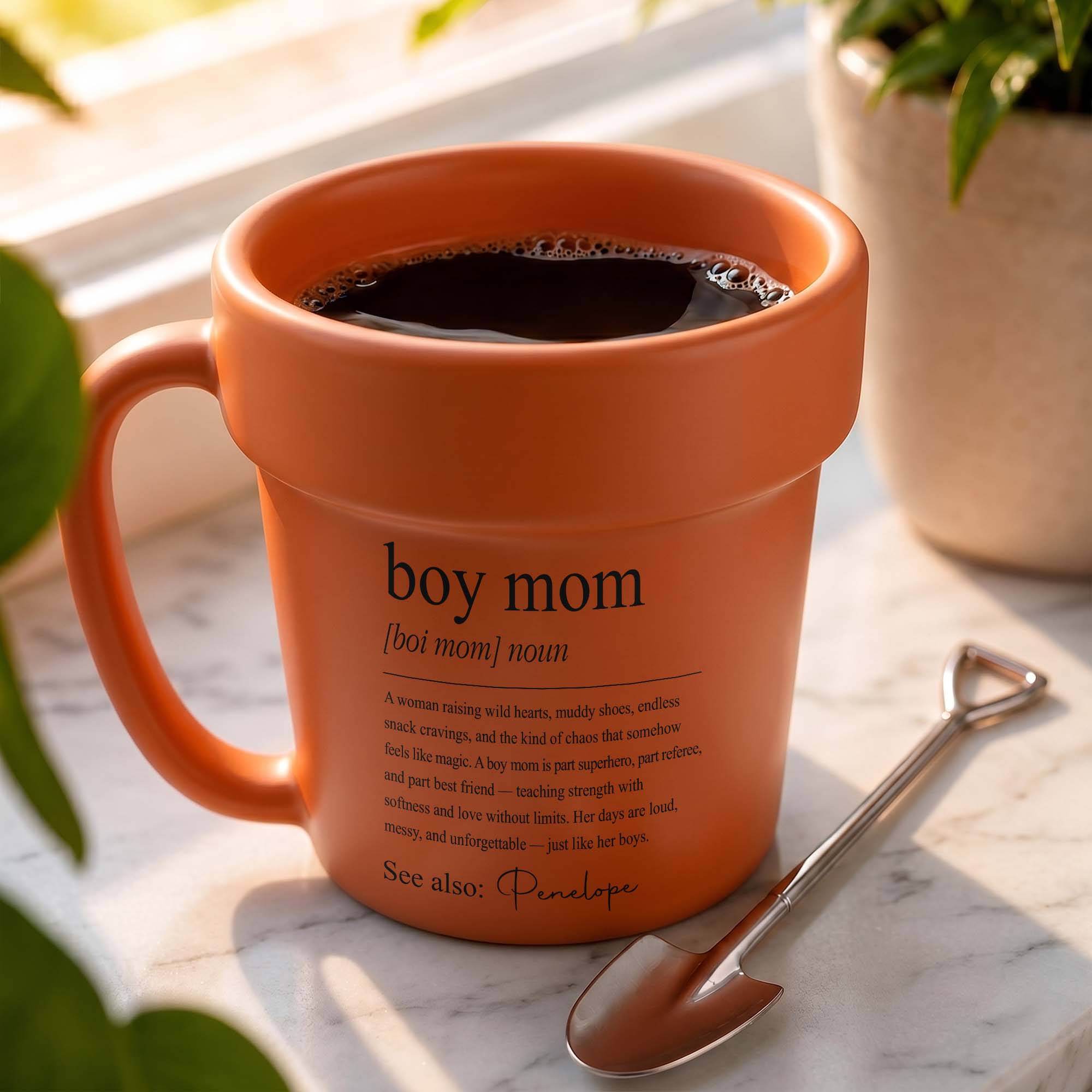Personalized Plant Pot Ceramic Mug Gift for Boy Mom