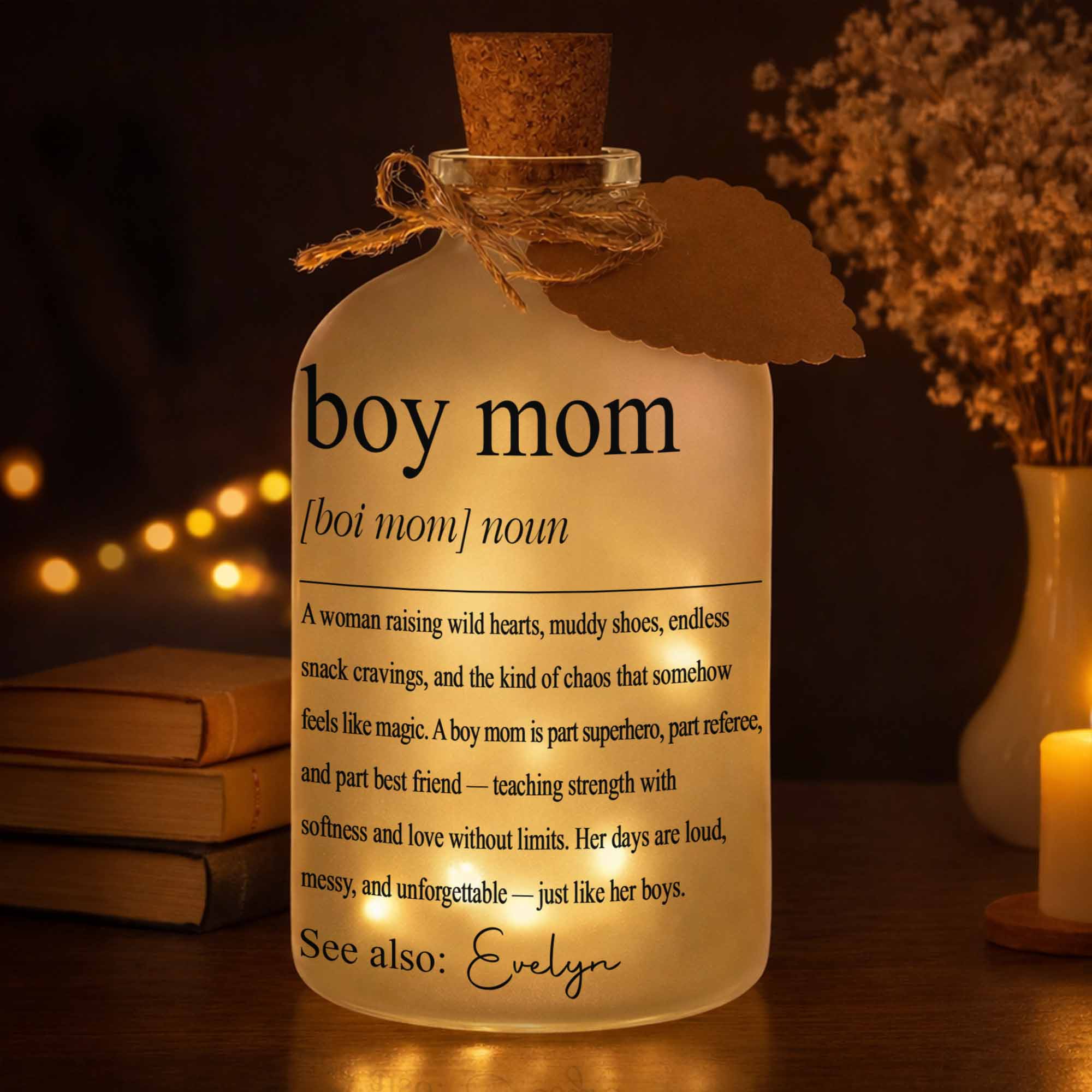 Personalized Short Bottle Light for Boy Mom Custom Gift