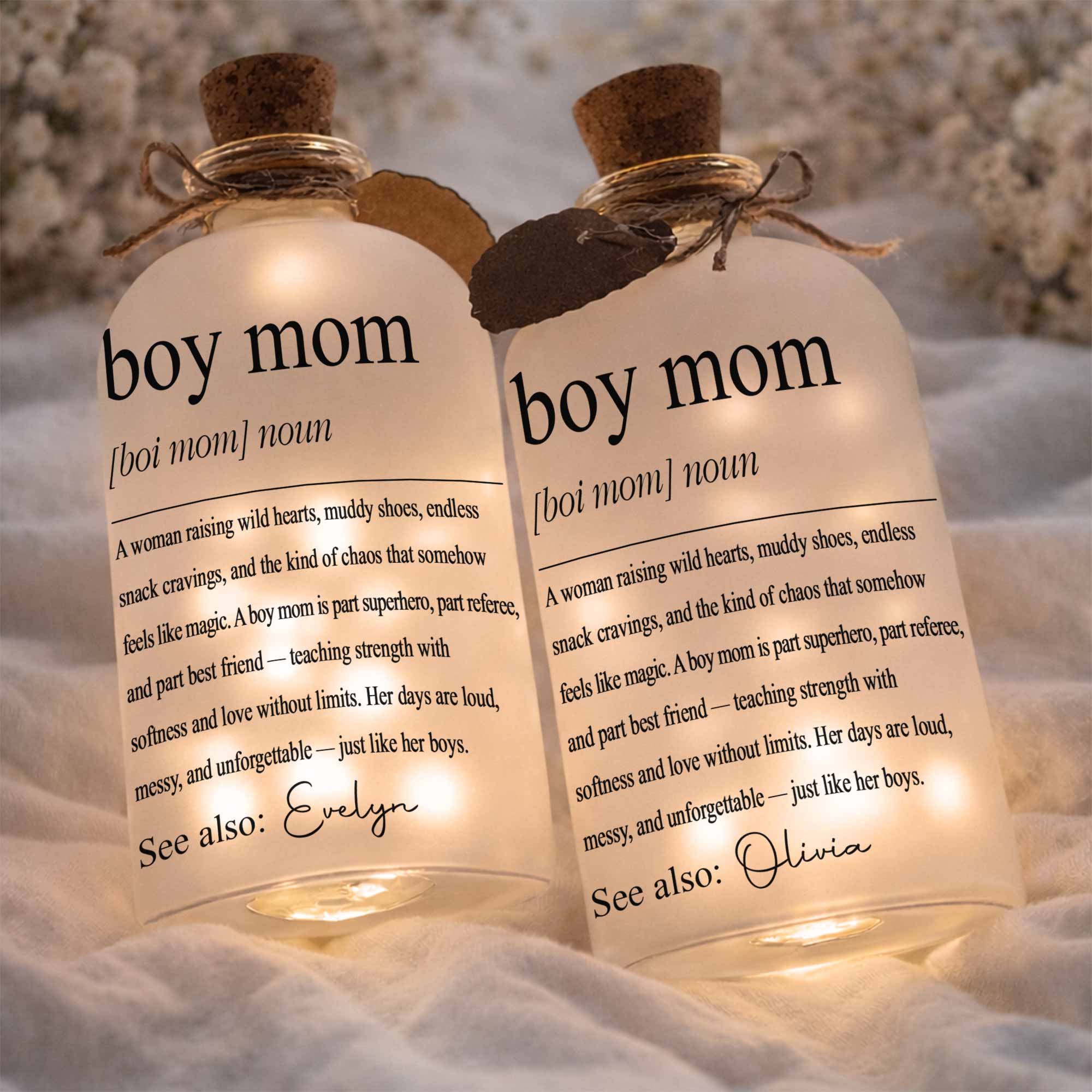 Personalized Short Bottle Light for Boy Mom Custom Gift