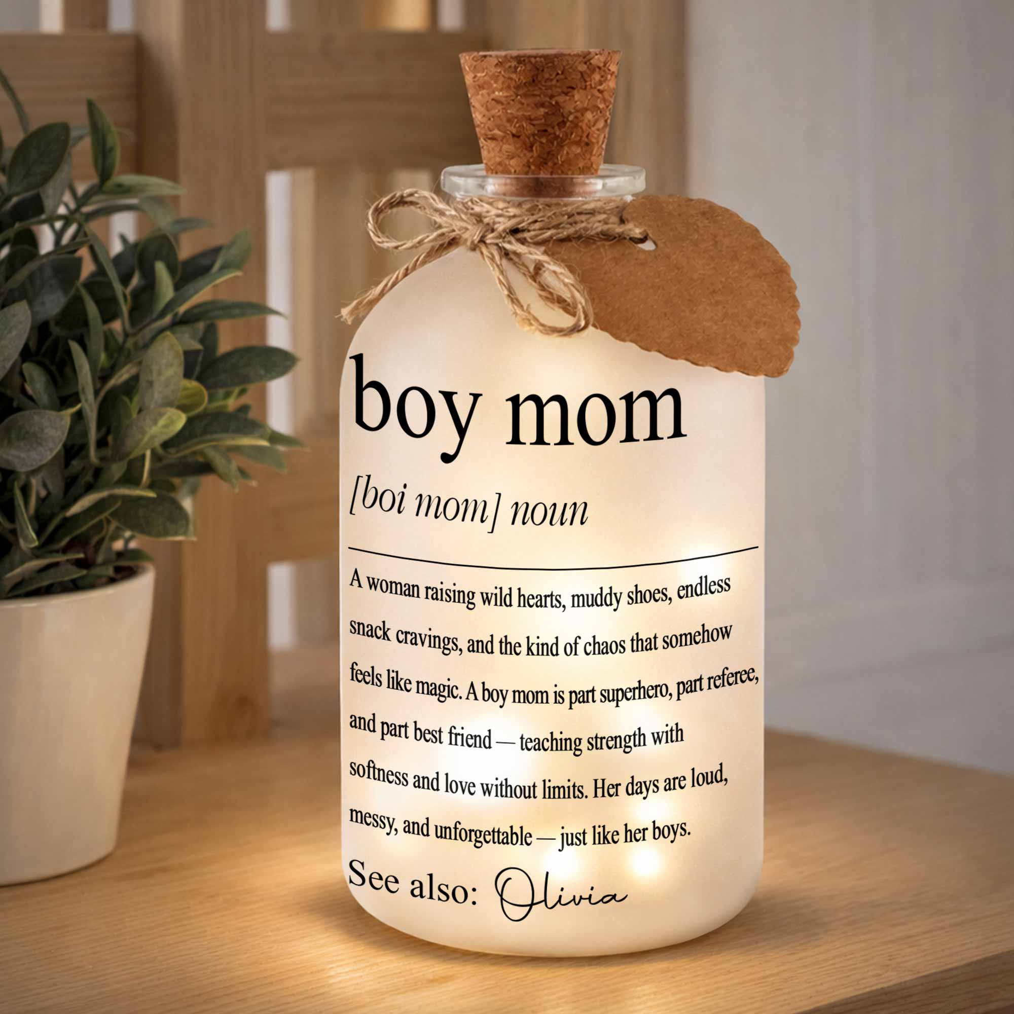 Personalized Short Bottle Light for Boy Mom Custom Gift