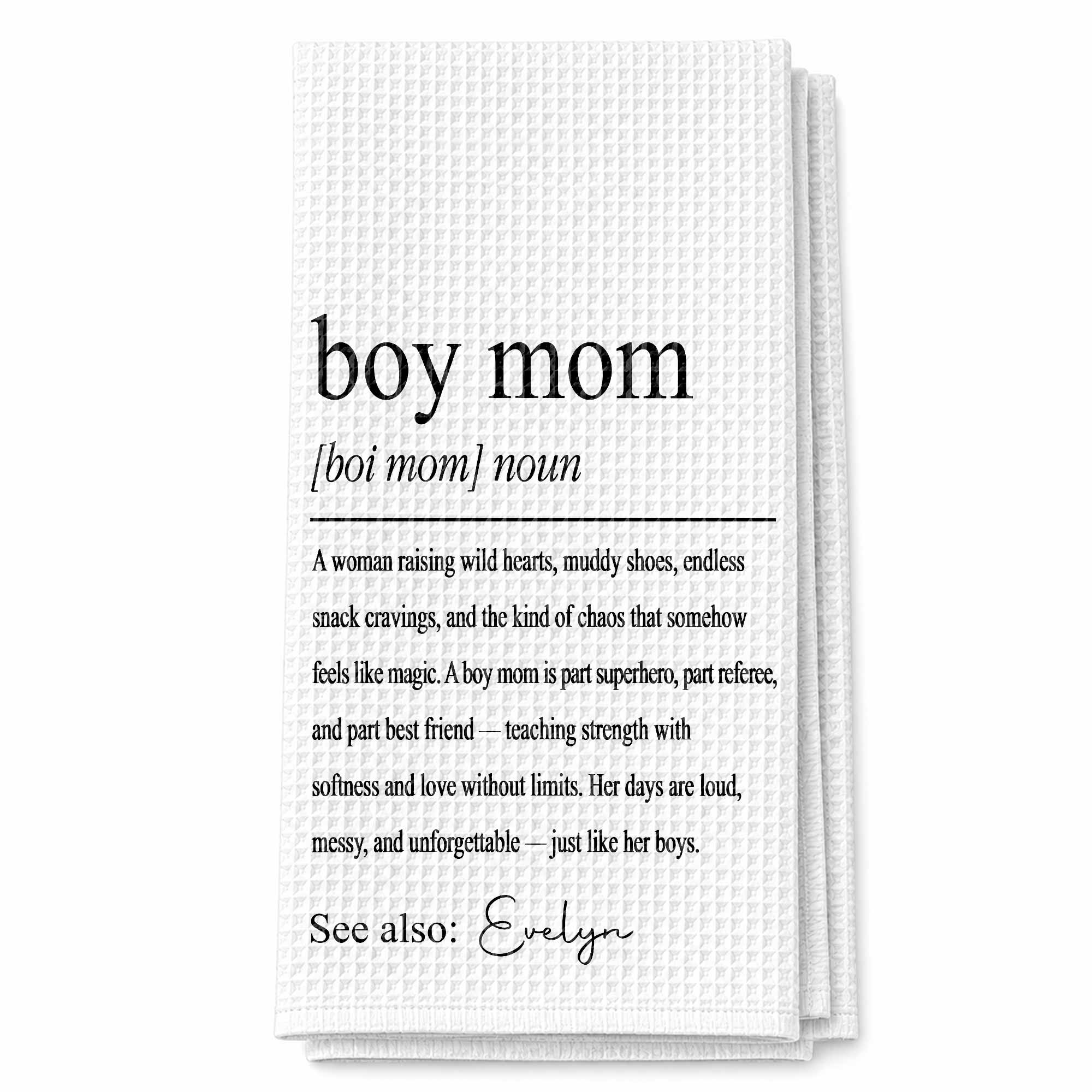 Personalized Kitchen Towel for Boy Mom with Custom Name Gift