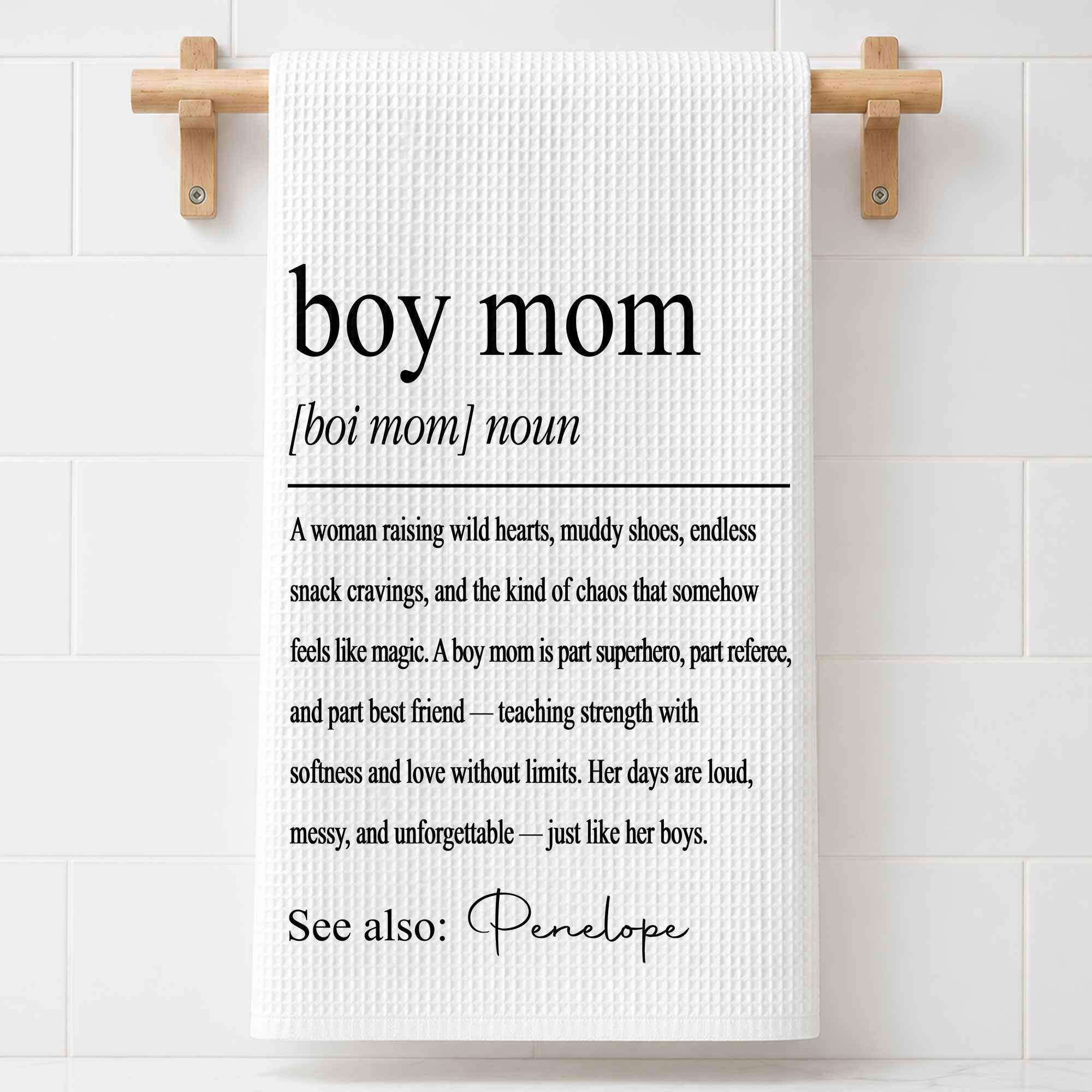 Personalized Kitchen Towel for Boy Mom with Custom Name Gift
