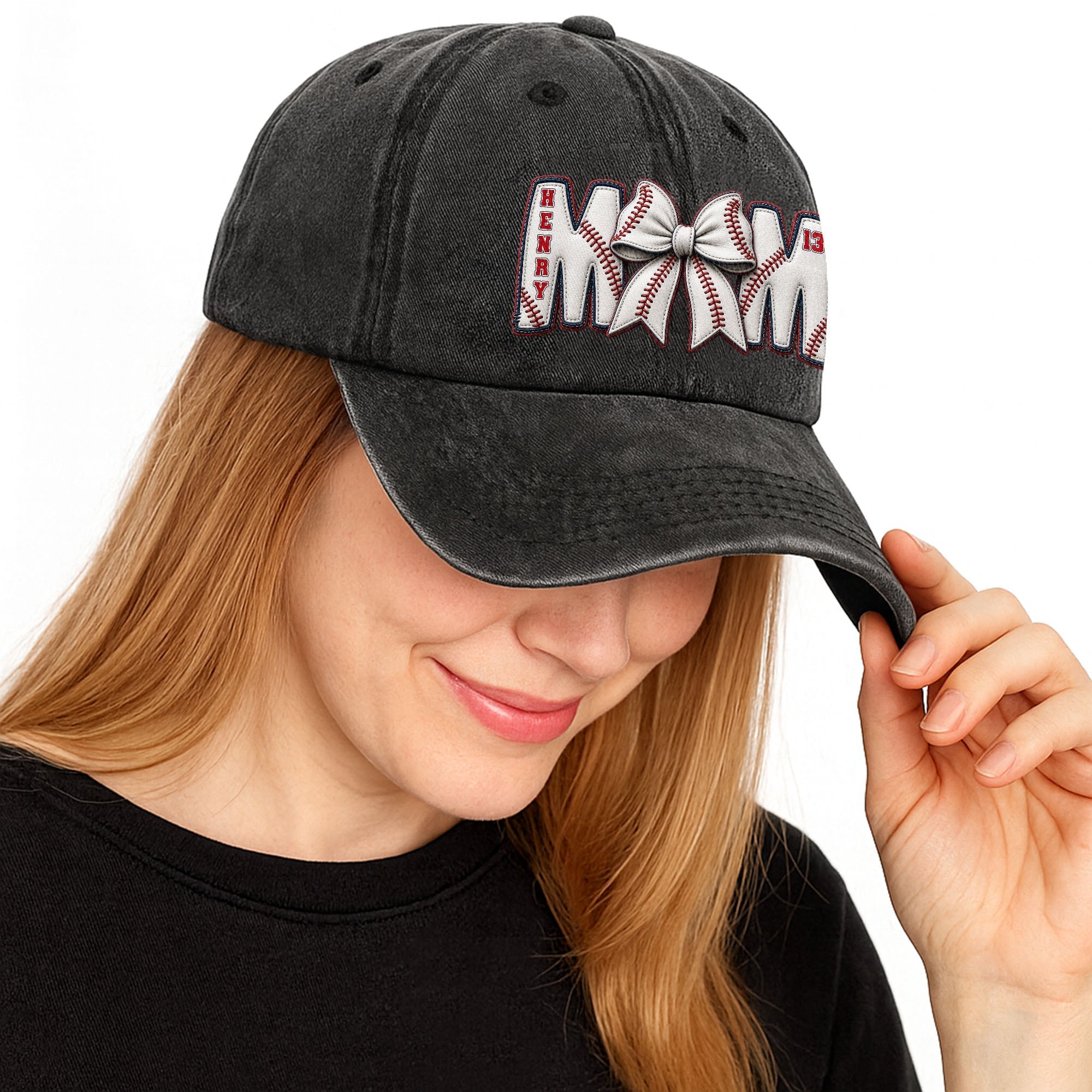 Personalized Washed Denim Cap Custom Name Gift for Mom