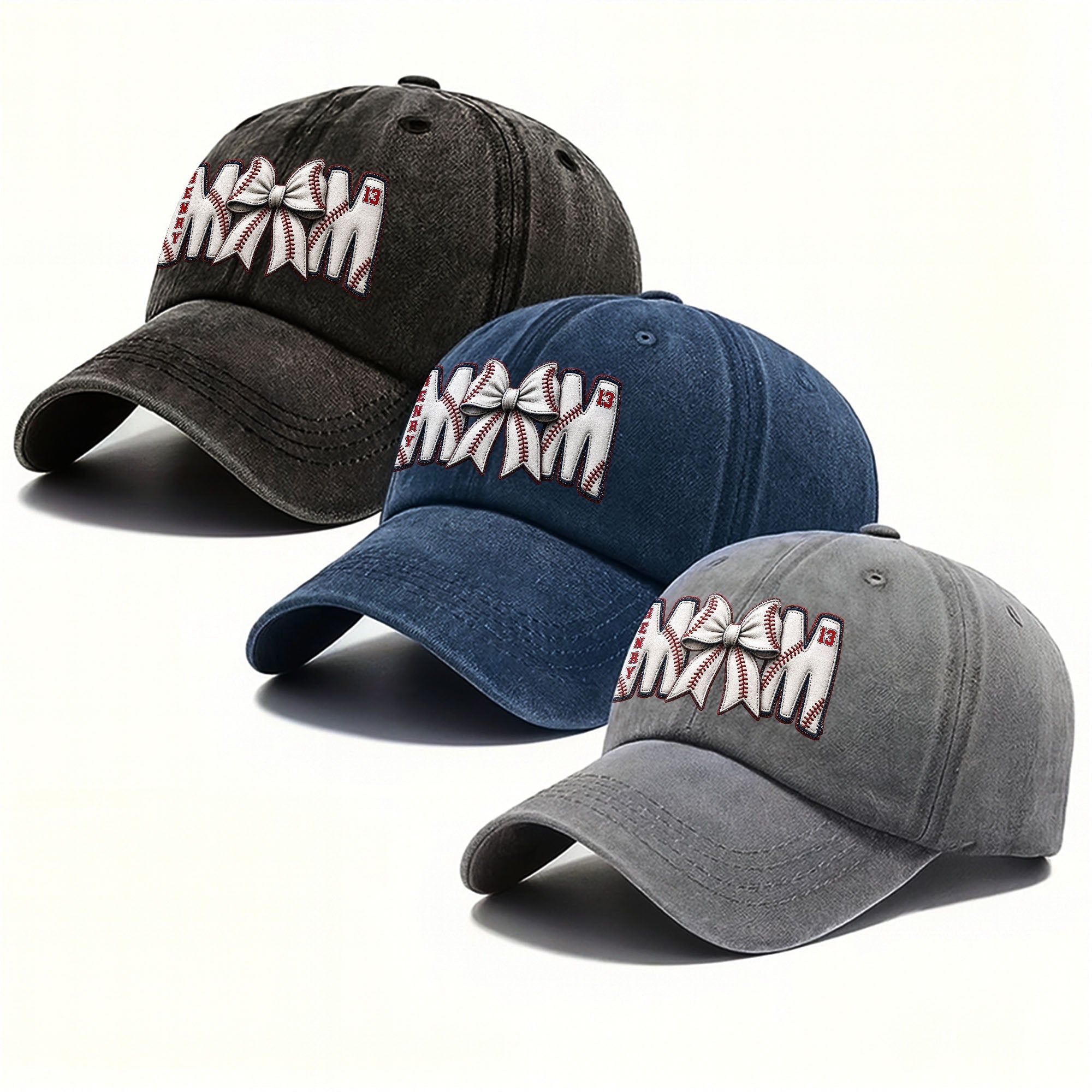 Personalized Washed Denim Cap Custom Name Gift for Mom