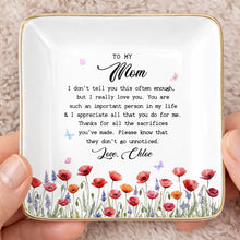 Load image into Gallery viewer, Personalized Ceramic Jewelry Dish Birth Month Flowers Gift for Mom
