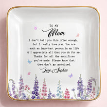 Load image into Gallery viewer, Personalized Ceramic Jewelry Dish Birth Month Flowers Gift for Mom
