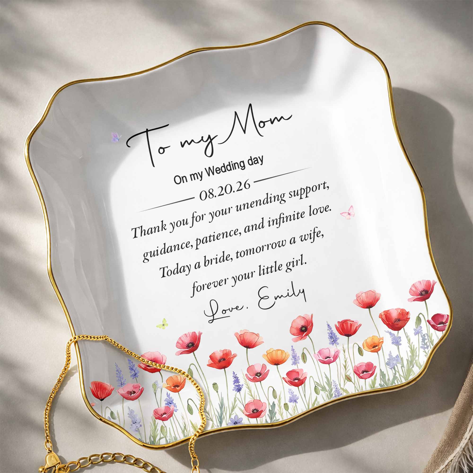Personalized Lace Jewelry Dish Custom Name Gift for Mom