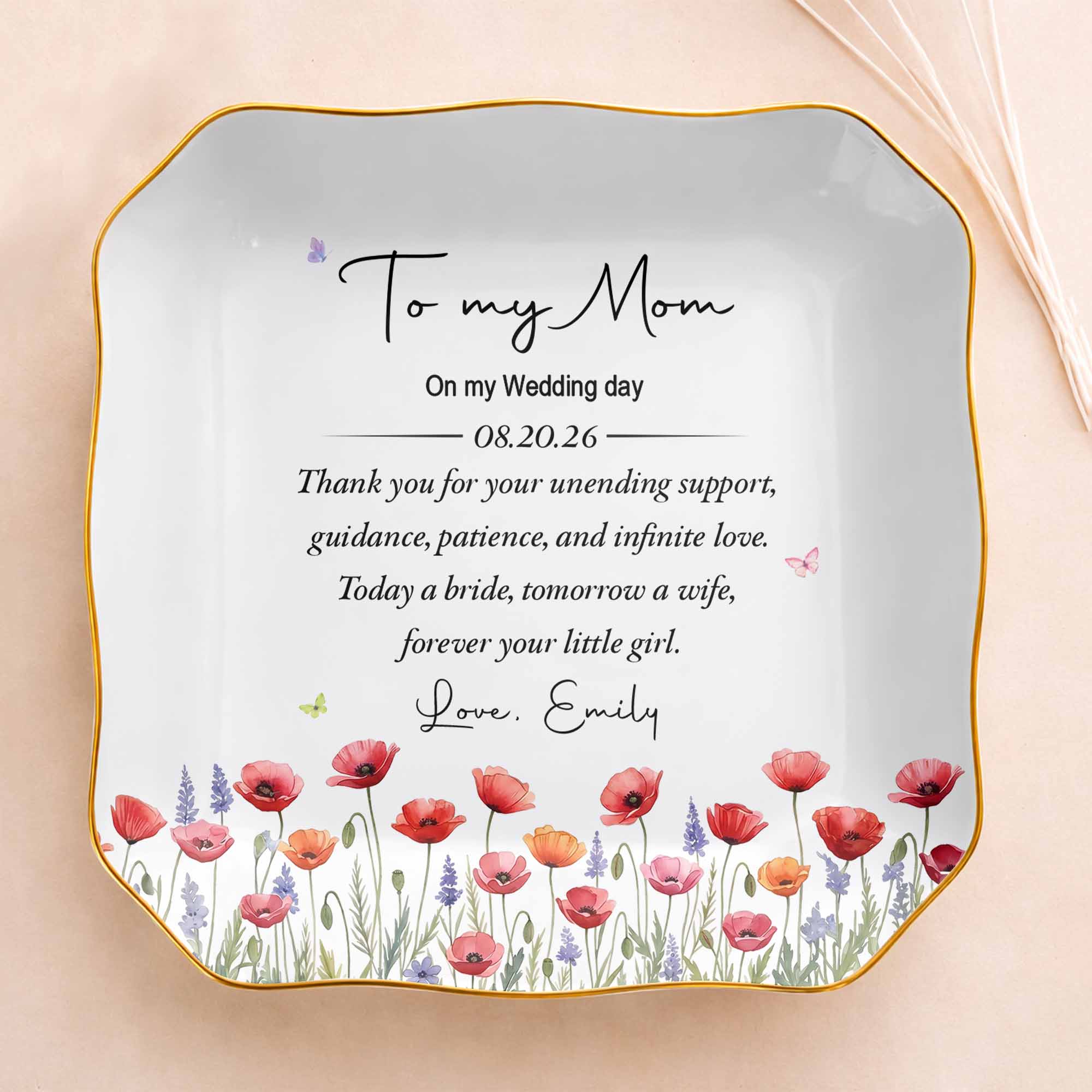 Personalized Lace Jewelry Dish Custom Name Gift for Mom
