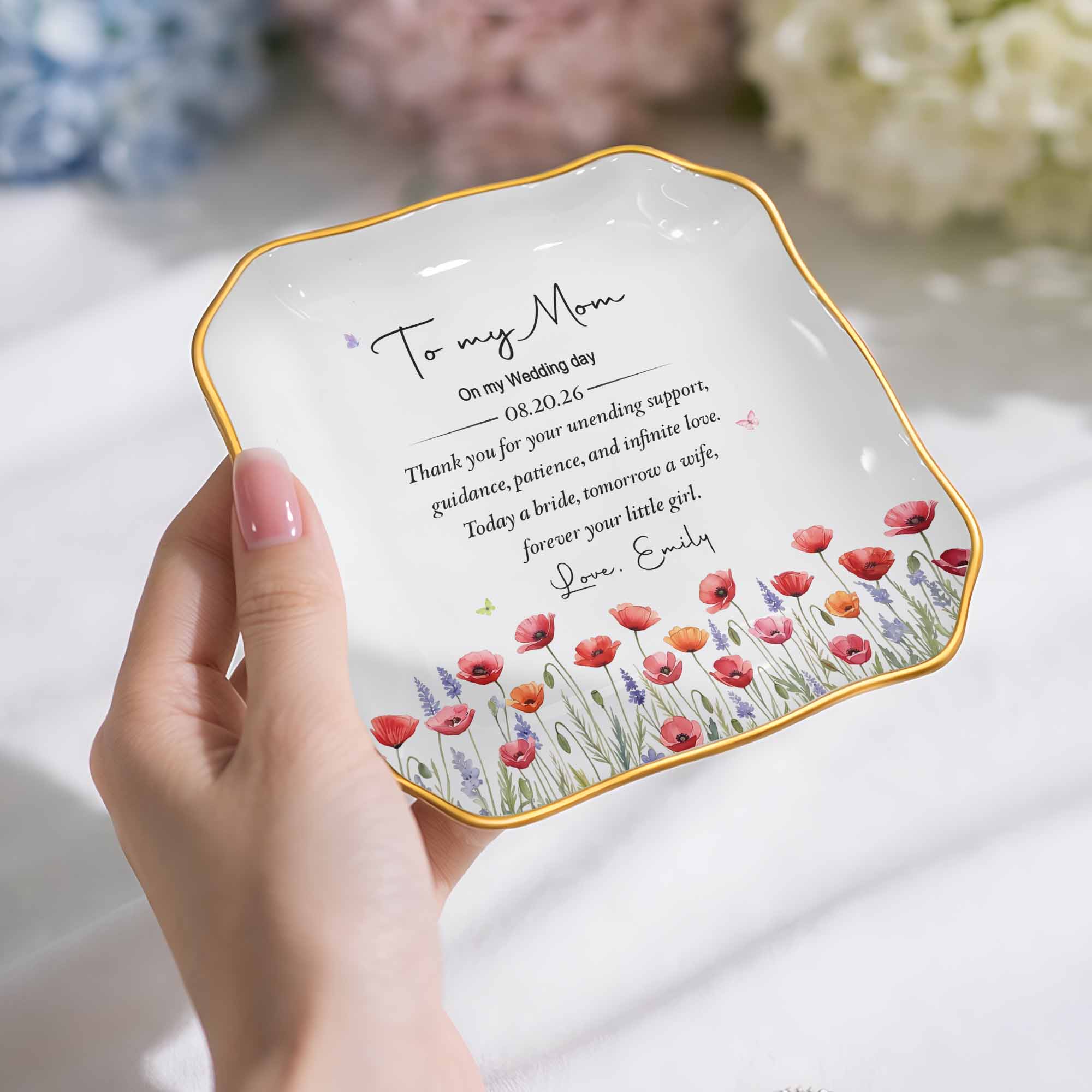 Personalized Lace Jewelry Dish Custom Name Gift for Mom
