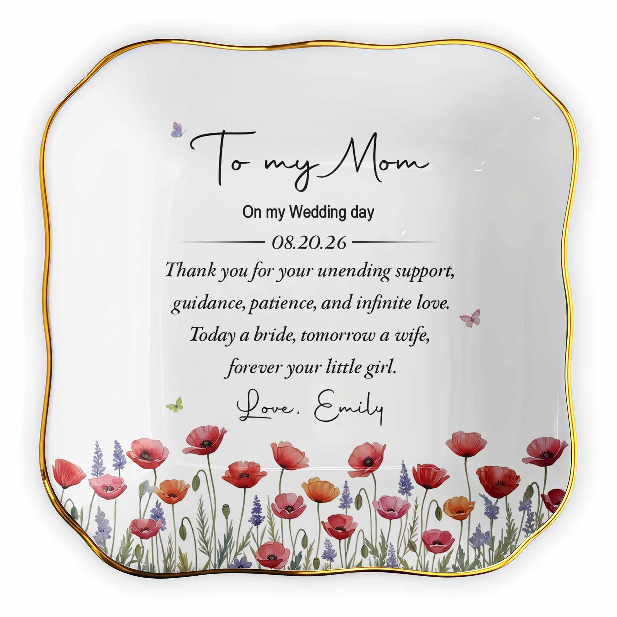 Personalized Lace Jewelry Dish Custom Name Gift for Mom