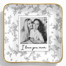 Load image into Gallery viewer, Personalized Floral Jewelry Dish Custom Photo Gift for Mom
